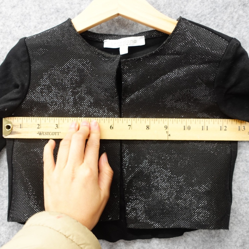 Italian Bolero Jacket Girls 4 Black Shimmer Open Front Holiday Party LOREDANA - Picture 4 of 12